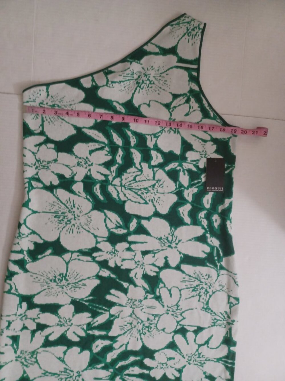 ELOQUII INTARSIA FLORAL ONE SHOULDER SWEATER DRESS GREEN WHITE PLUS SIZE 18/20 - Picture 11 of 15